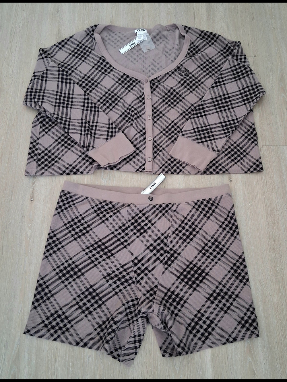 PINK Victoria's Secret Set Boxy Cardigan And Boxer Brief Size XXL